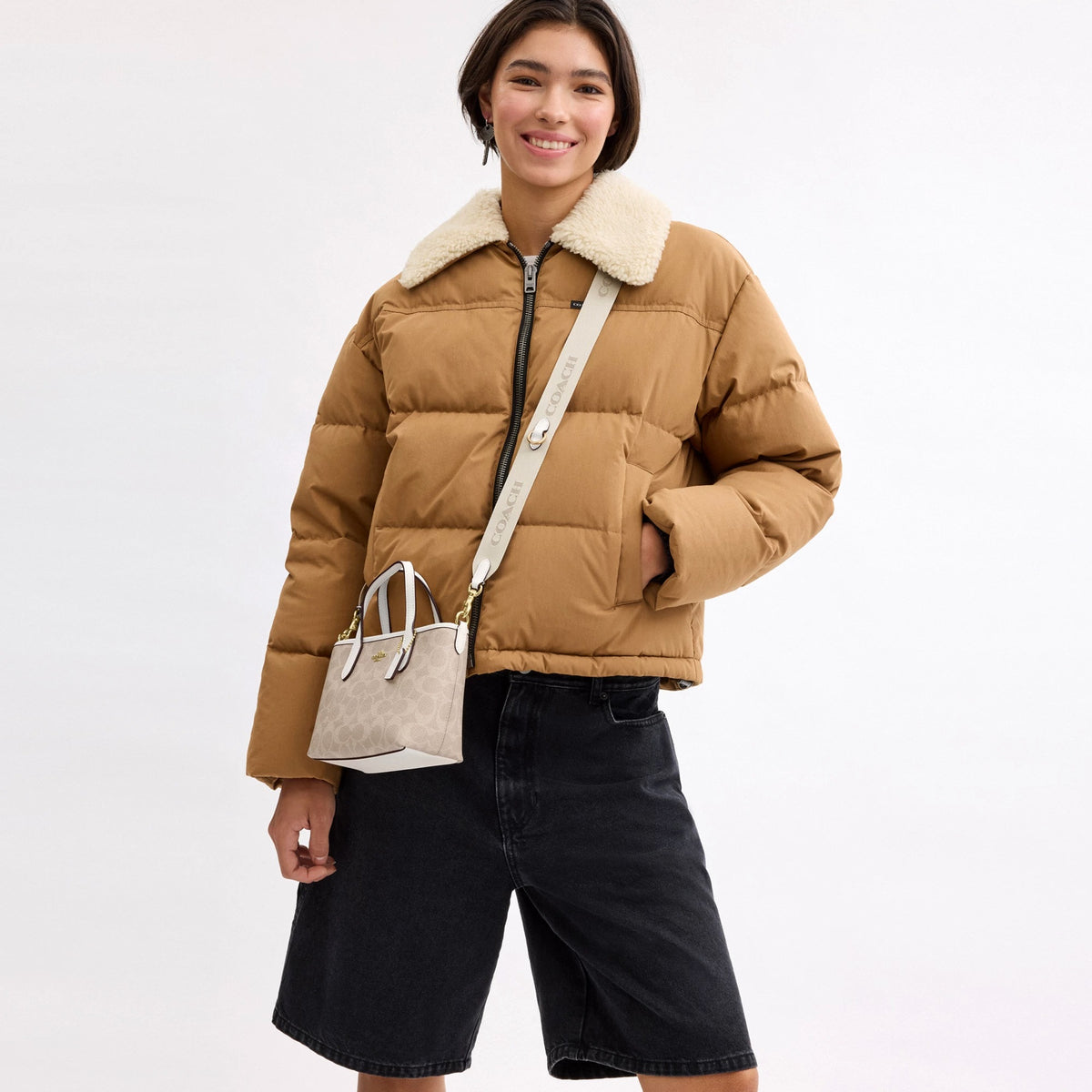 Coach City Mini Tote Bag In Signature Canvas - Gold/Sand/Chalk