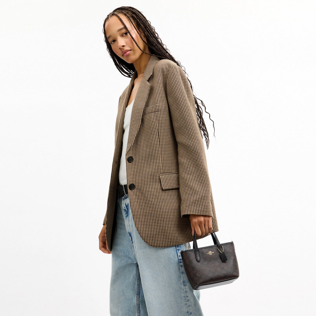 Coach City Mini Tote Bag In Signature Canvas - Gold/Walnut/Black
