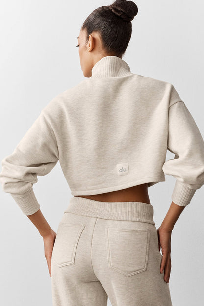 Alo Yoga Cropped Serenity Coverup - Oatmeal Heather