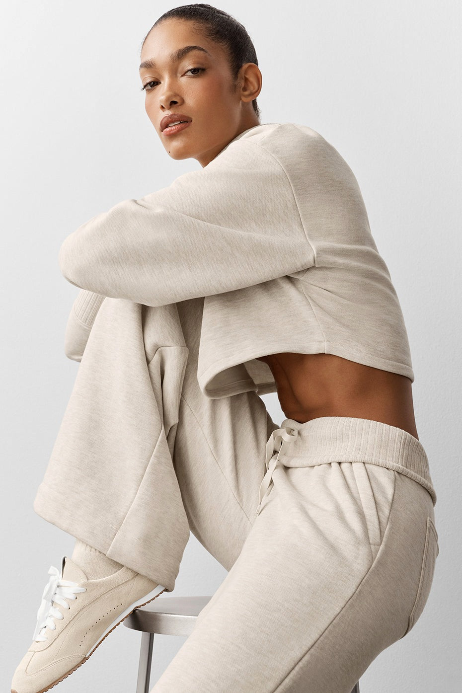 Alo Yoga Cropped Serenity Coverup - Oatmeal Heather