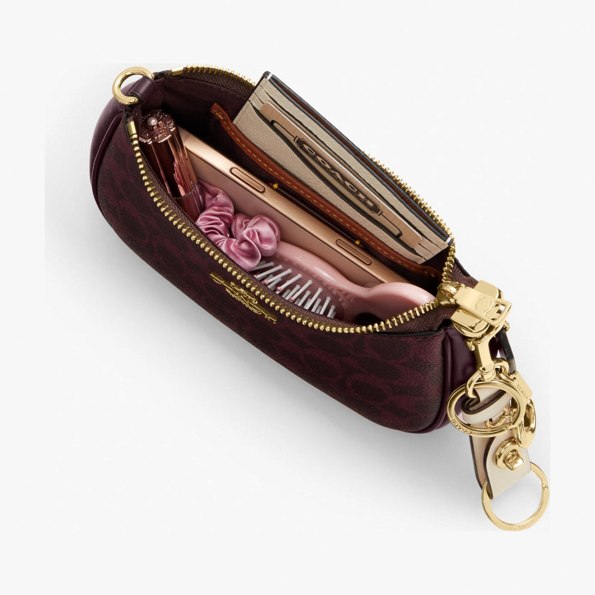 Coach Teri Mini Crossbody Bag In Signature Canvas - Gold/Black Currant