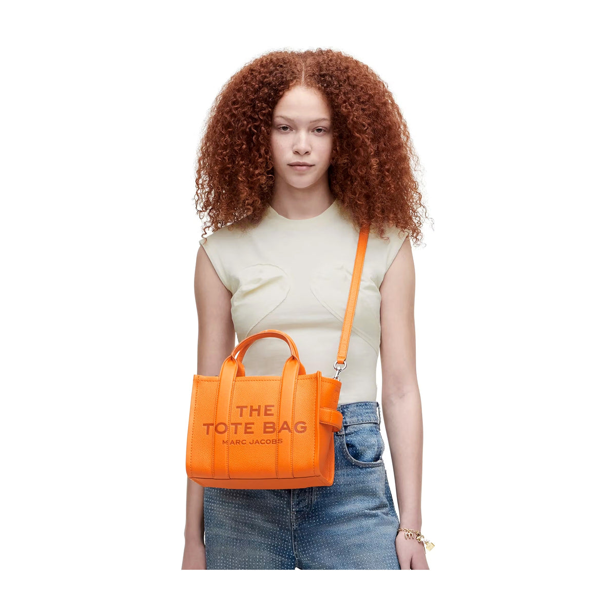 Marc Jacobs The Leather Small Tote Bag - TANGERINE