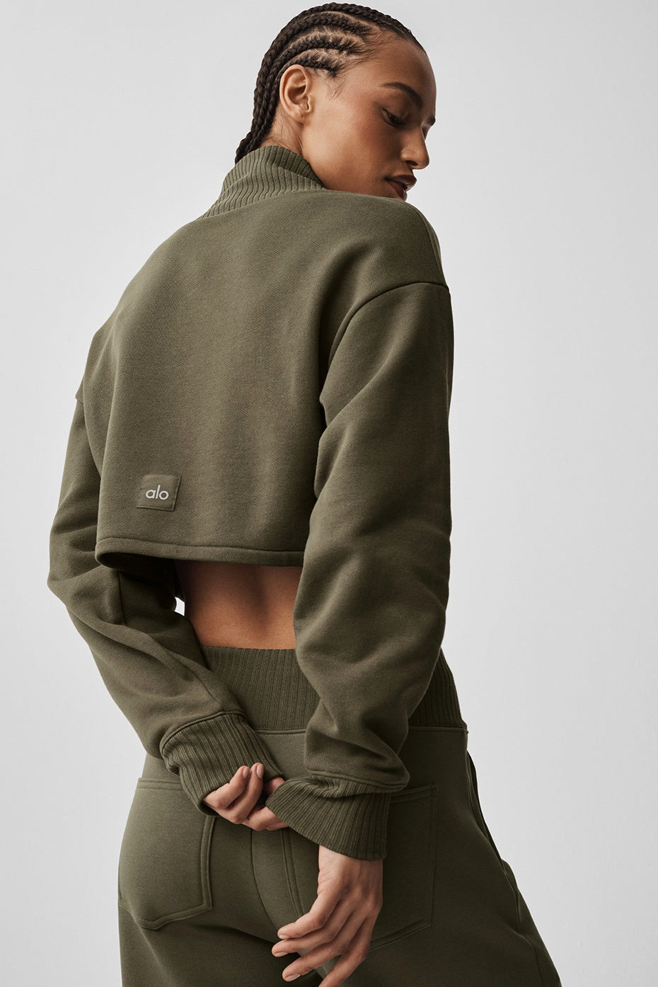 Alo Yoga Cropped Serenity Coverup - Olive Tree