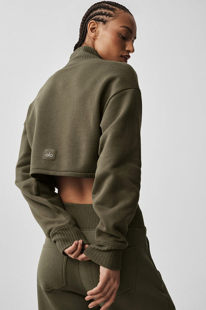Alo Yoga Cropped Serenity Coverup - Olive Tree