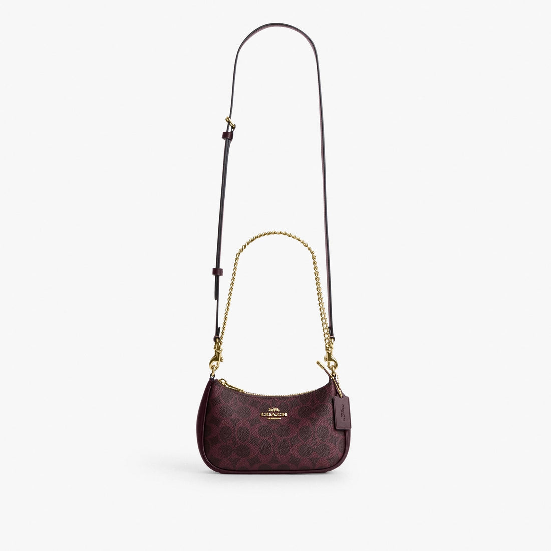 Coach Teri Mini Crossbody Bag In Signature Canvas - Gold/Black Currant