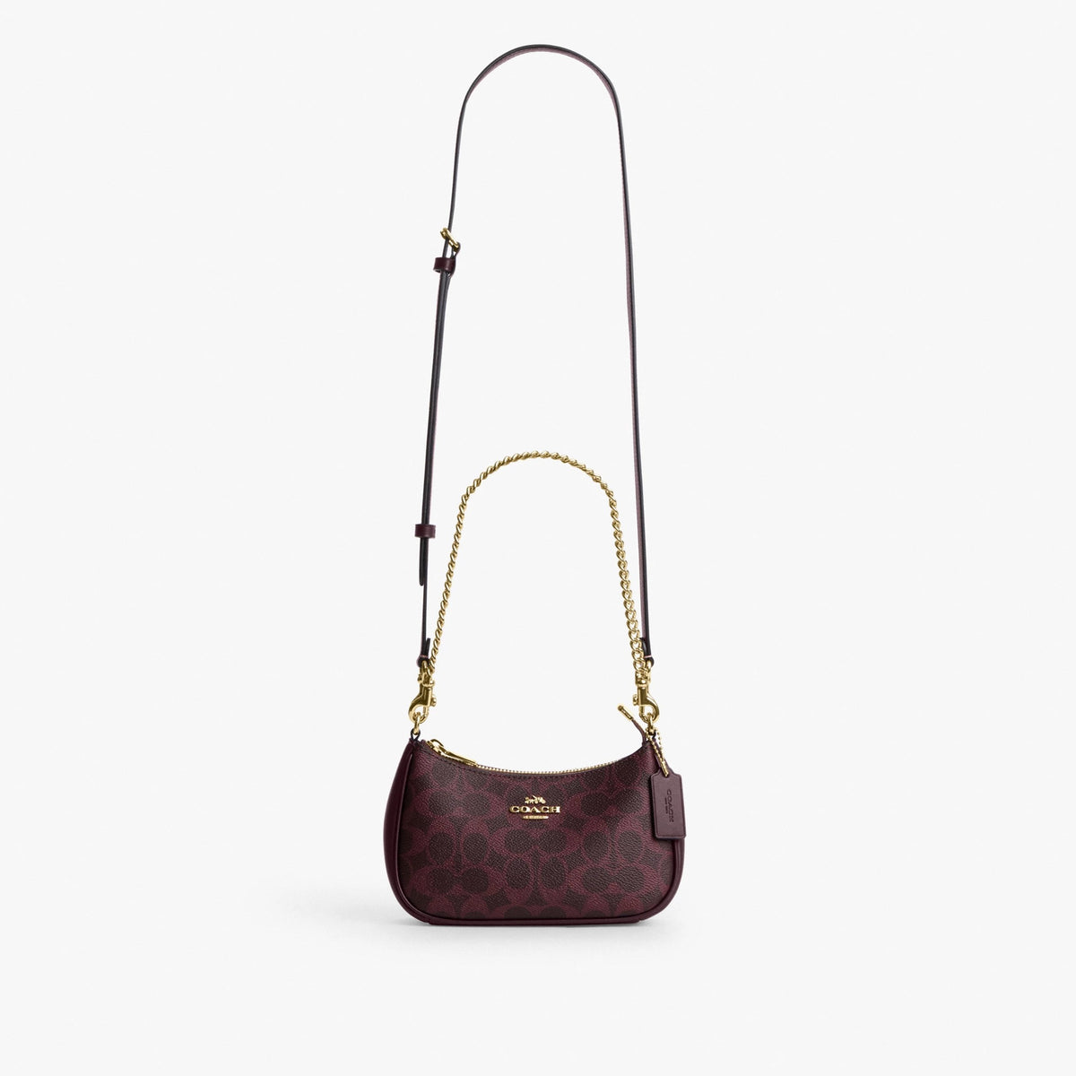 Coach Teri Mini Crossbody Bag In Signature Canvas - Gold/Black Currant