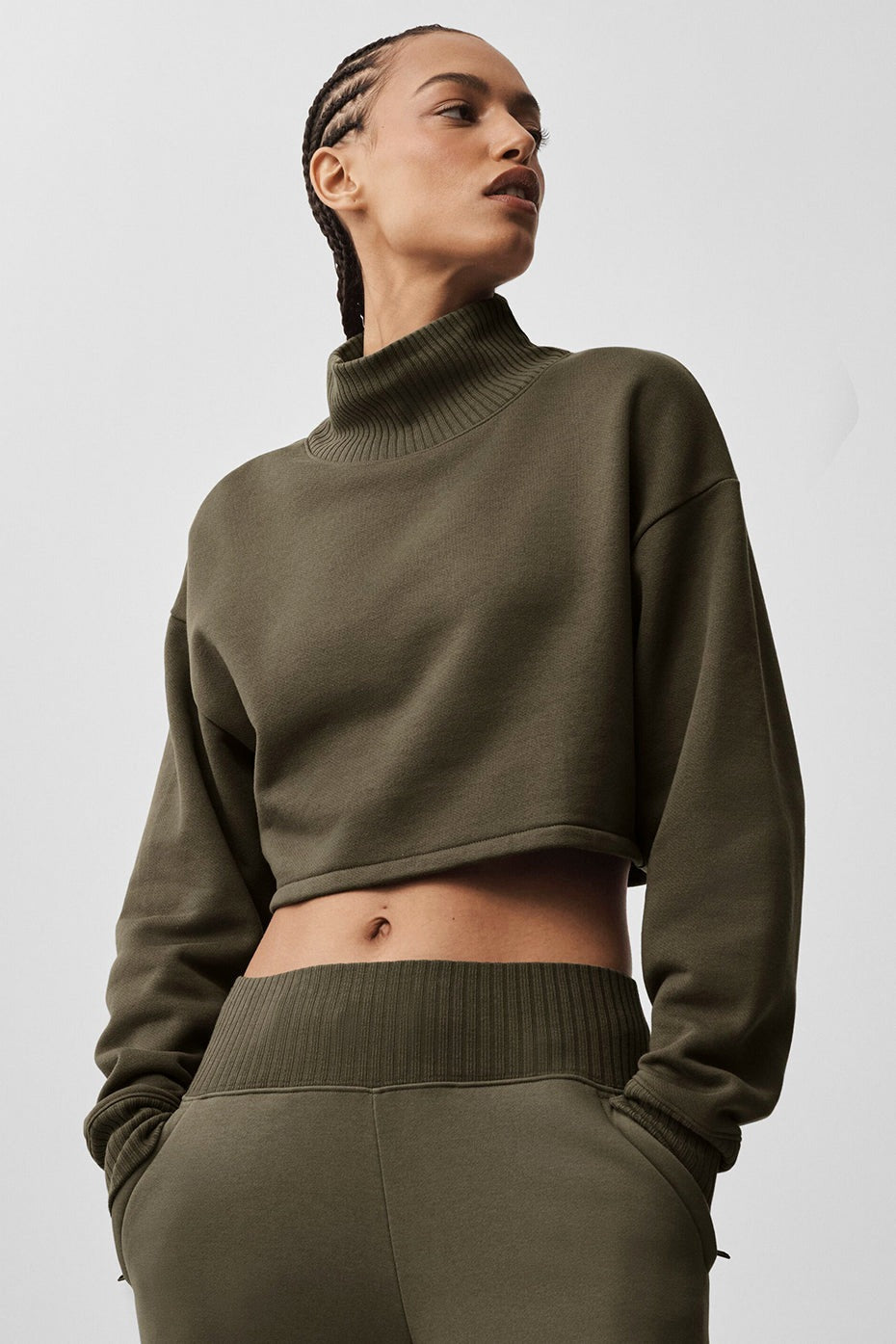 Alo Yoga Cropped Serenity Coverup - Olive Tree