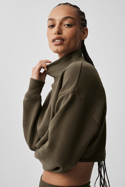 Alo Yoga Cropped Serenity Coverup - Olive Tree