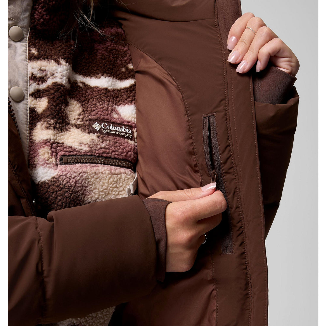Columbia Women's Amaze Puff Mid Hooded Jacket - Tobacco