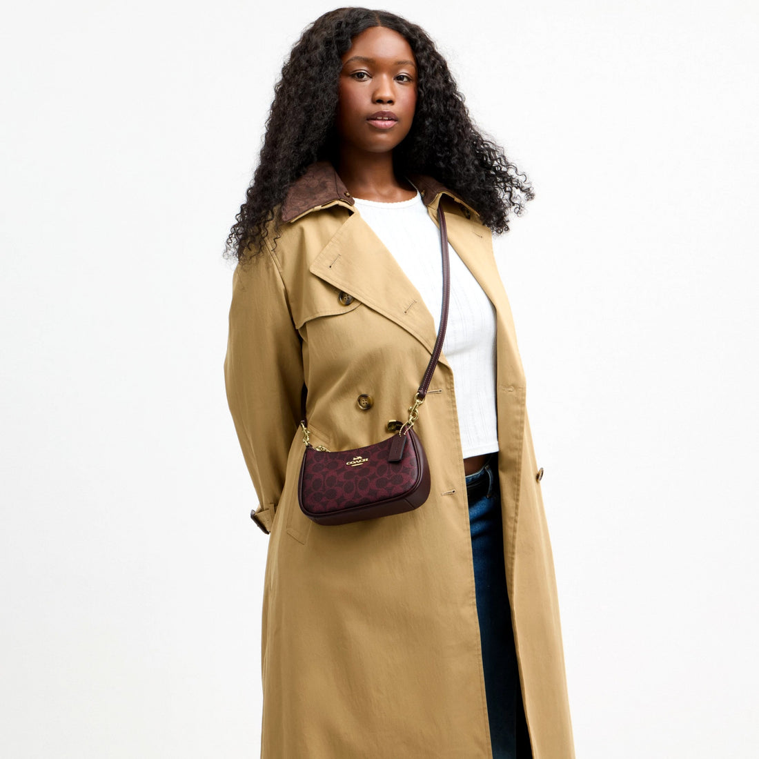 Coach Teri Mini Crossbody Bag In Signature Canvas - Gold/Black Currant
