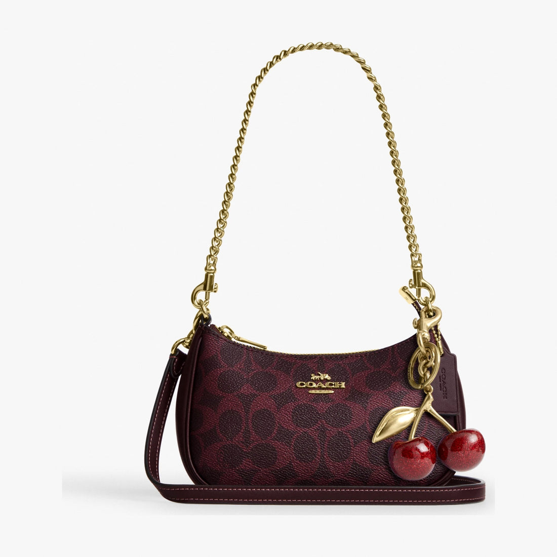 Coach Teri Mini Crossbody Bag In Signature Canvas - Gold/Black Currant