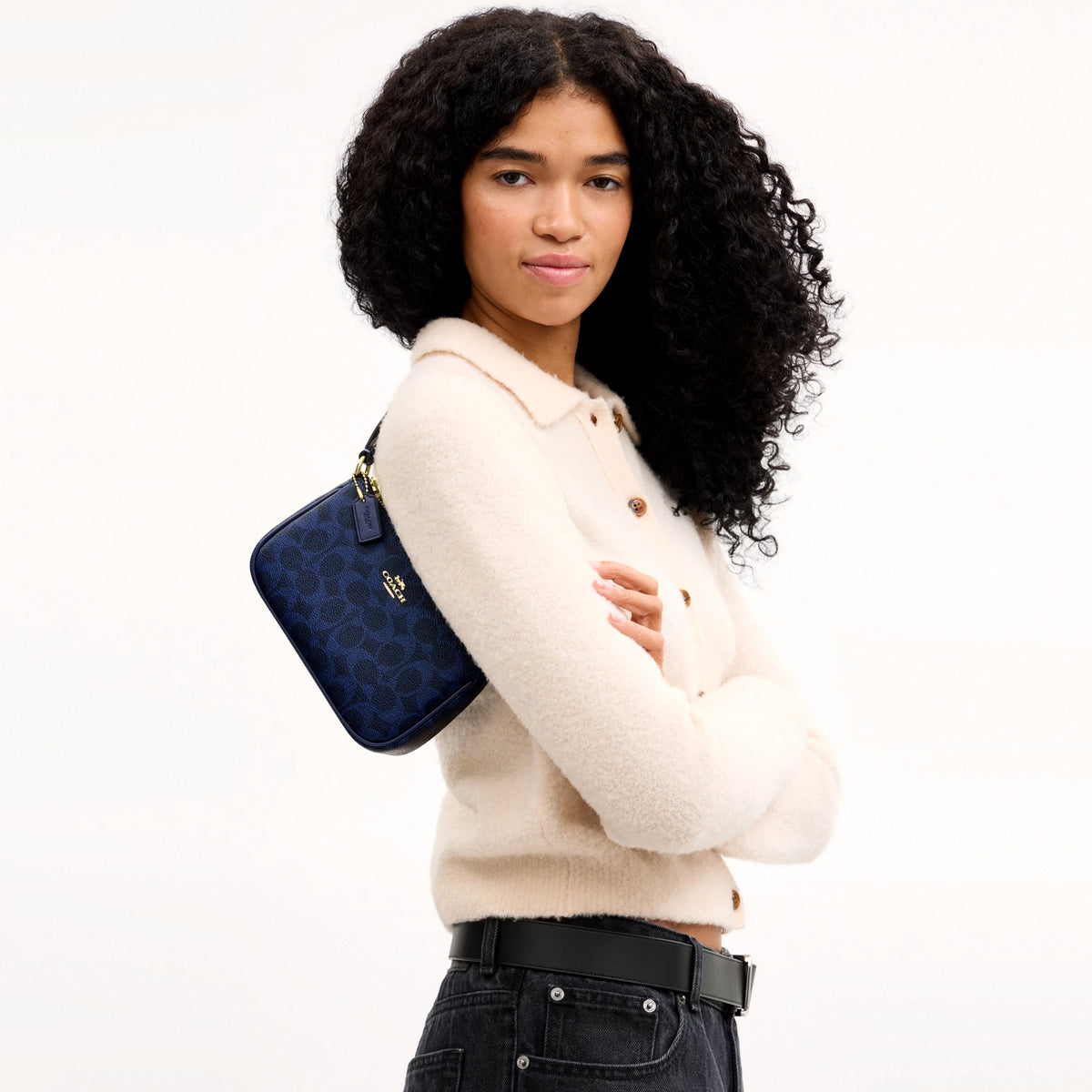 Coach Nolita 19 In Signature Canvas - Gold/Navy