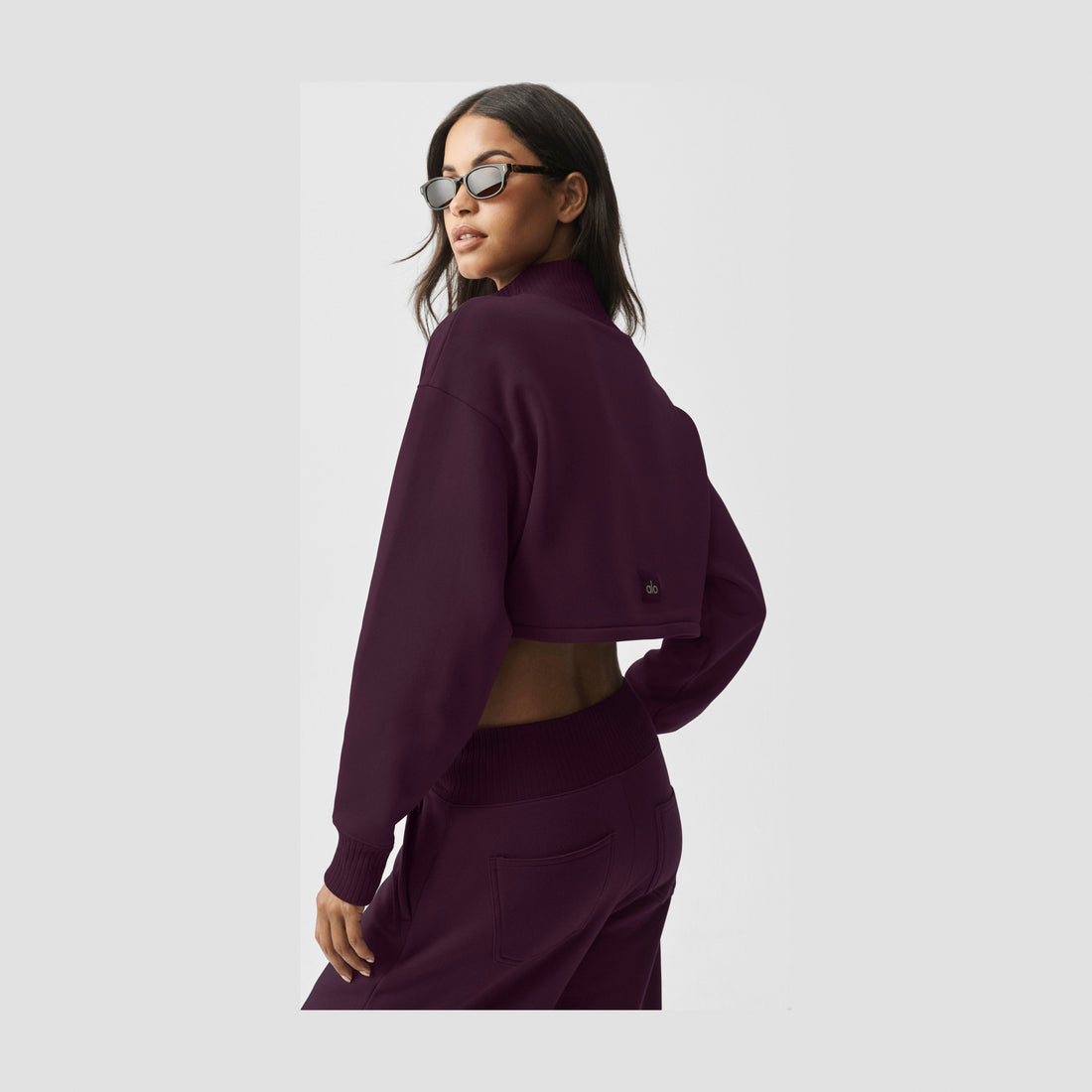 Alo Yoga Cropped Serenity Coverup - Rich Bordeaux