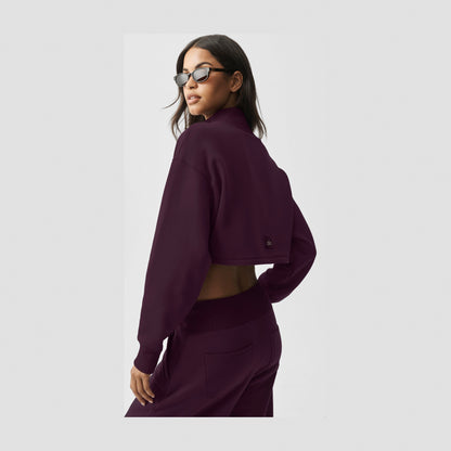 Alo Yoga Cropped Serenity Coverup - Rich Bordeaux