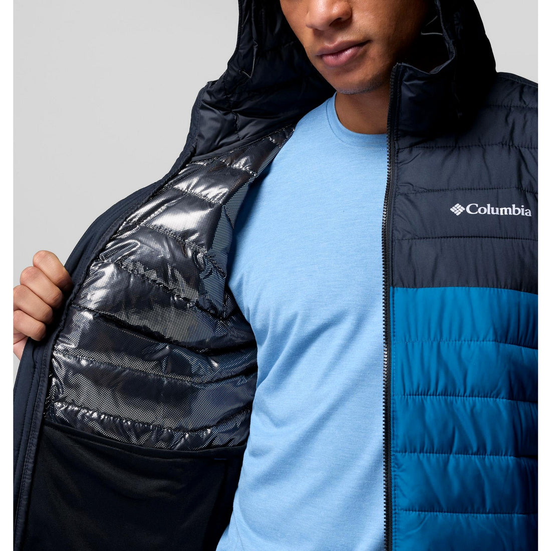 Columbia Men's Powder Lite II Hooded Jacket - Phoenix Blue, Black