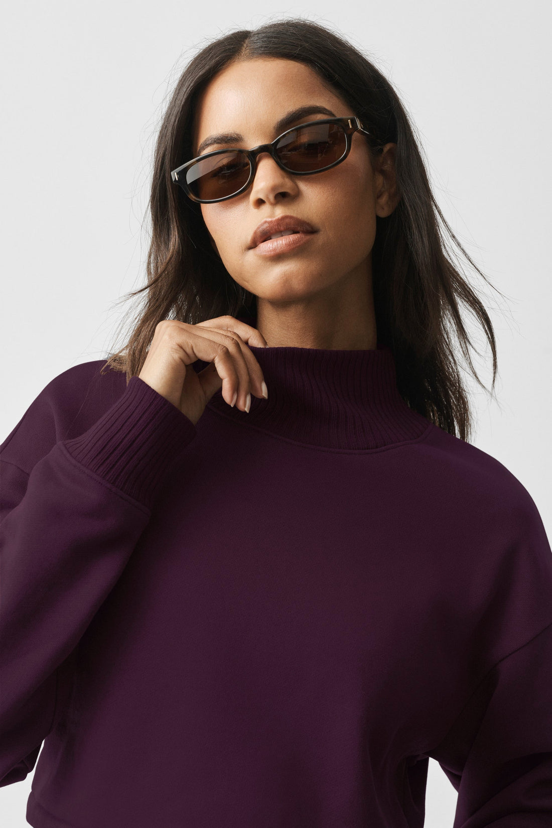 Alo Yoga Cropped Serenity Coverup - Rich Bordeaux