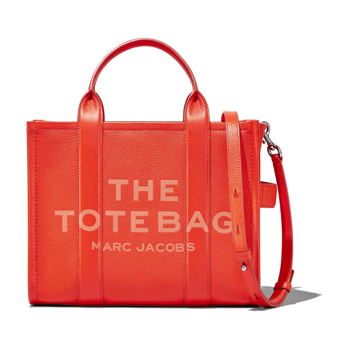 Marc Jacobs The Leather Medium Tote Bag - ELECTRIC ORANGE