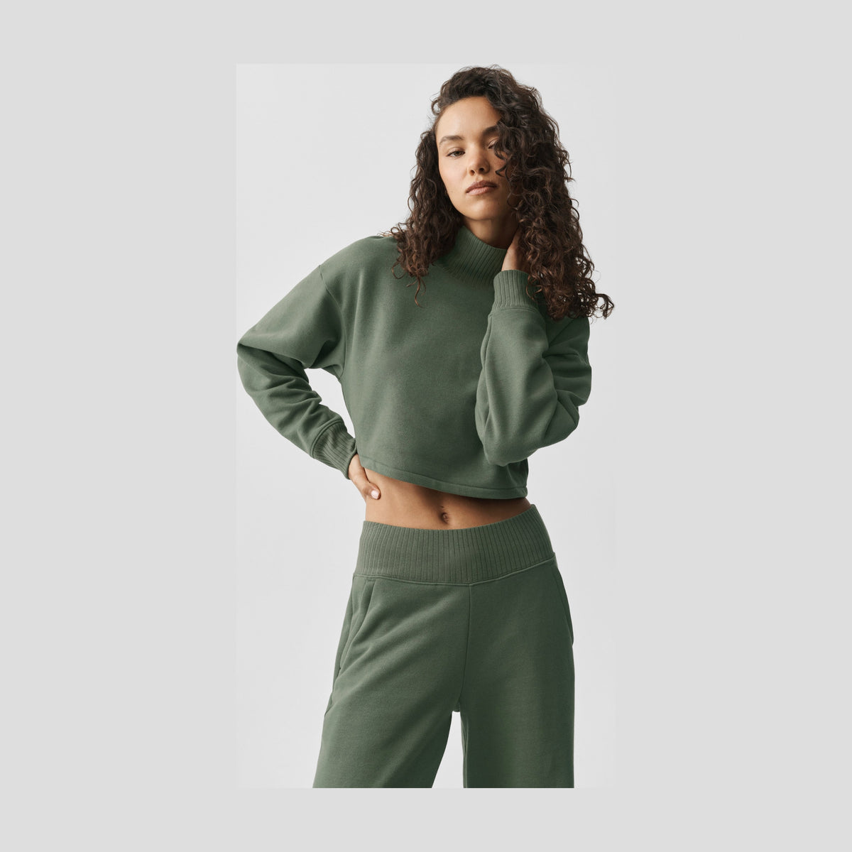 Alo Yoga Cropped Serenity Coverup - Bamboo Green