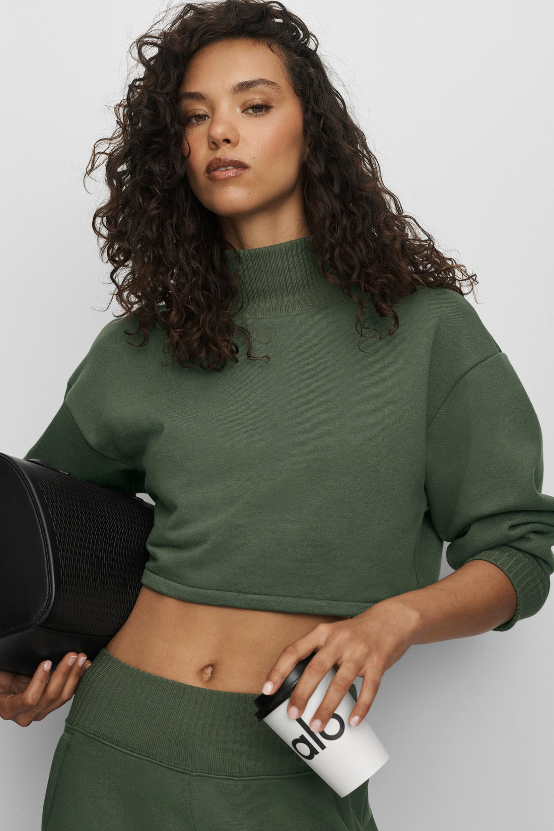 Alo Yoga Cropped Serenity Coverup - Bamboo Green