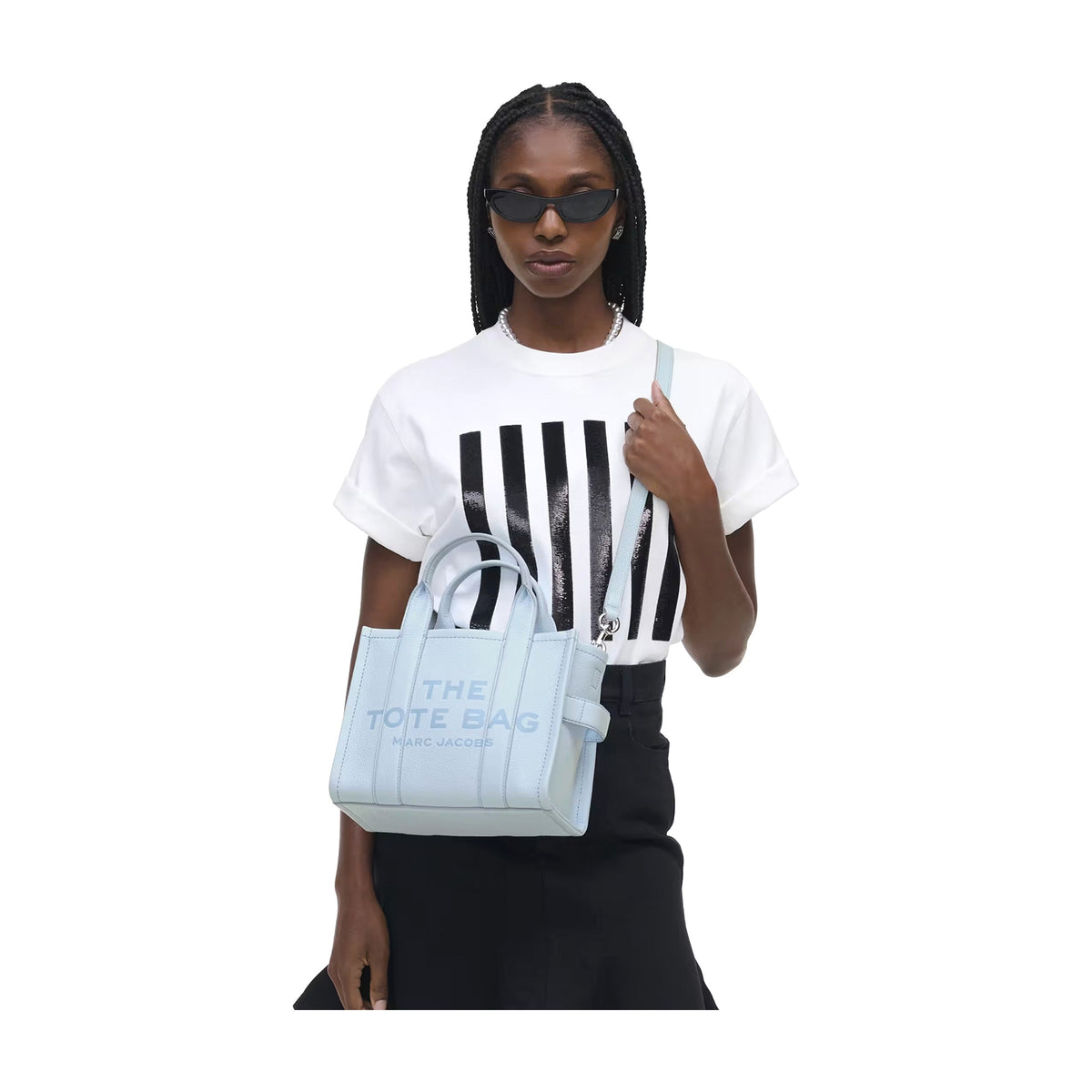 Marc Jacobs The Leather Small Tote Bag - CLOUD BLUE