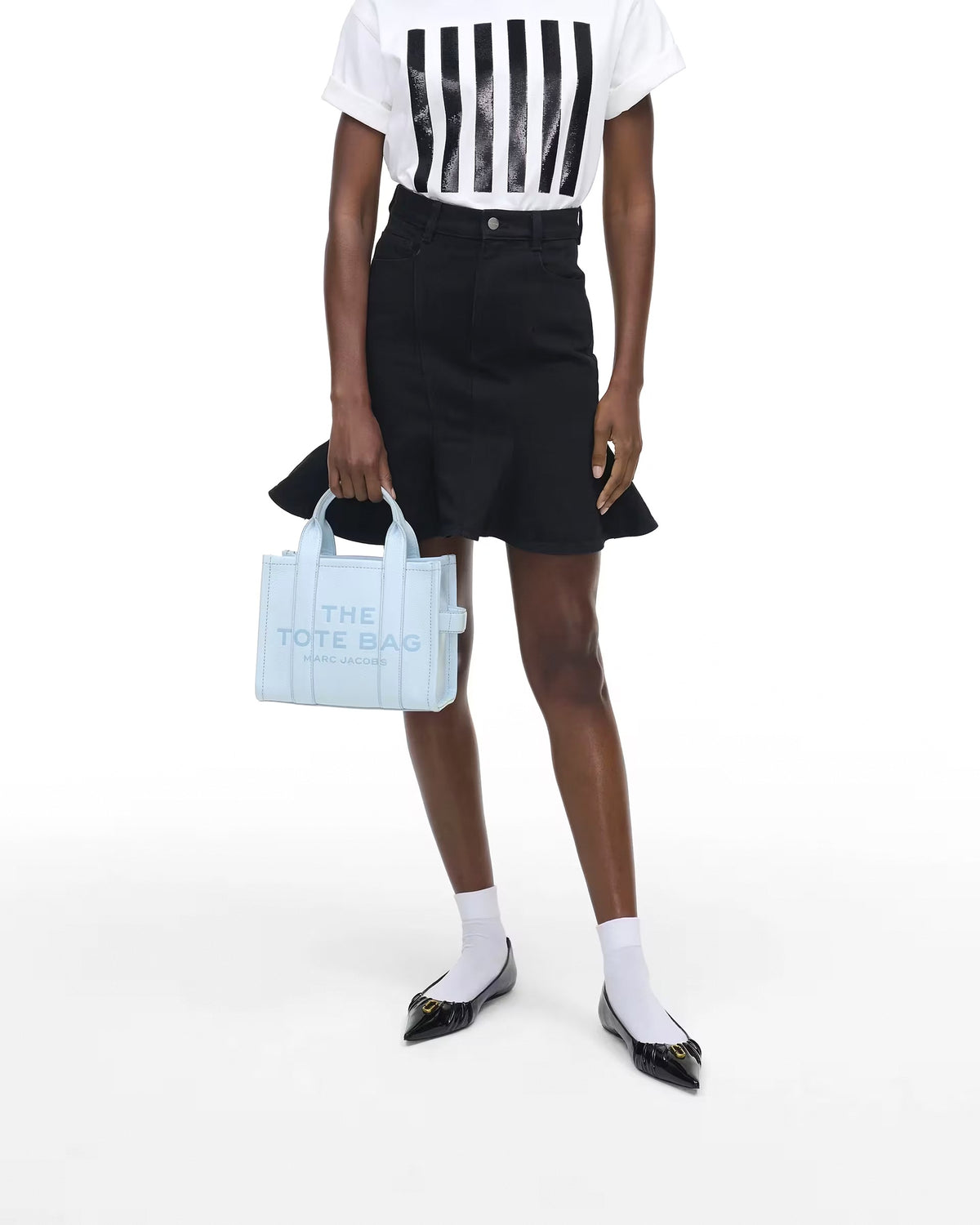 Marc Jacobs The Leather Small Tote Bag - CLOUD BLUE
