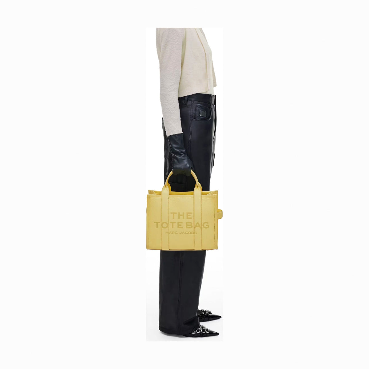 Marc Jacobs The Leather Medium Tote Bag - CUSTARD
