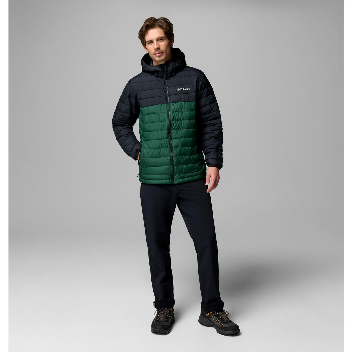 Columbia Men's Powder Lite II Hooded Jacket - Rain Forest, Black