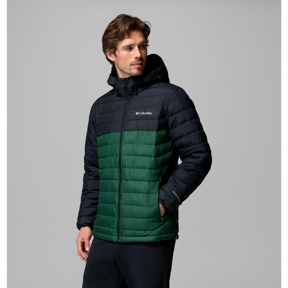Columbia Men's Powder Lite II Hooded Jacket - Rain Forest, Black