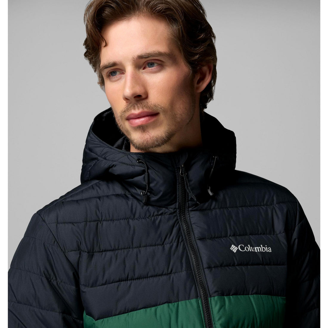 Columbia Men's Powder Lite II Hooded Jacket - Rain Forest, Black