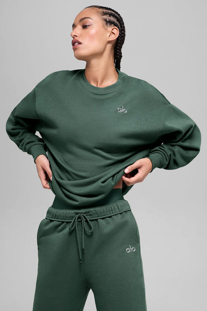 Alo Yoga Accolade Crew Neck Pullover - Clover Green
