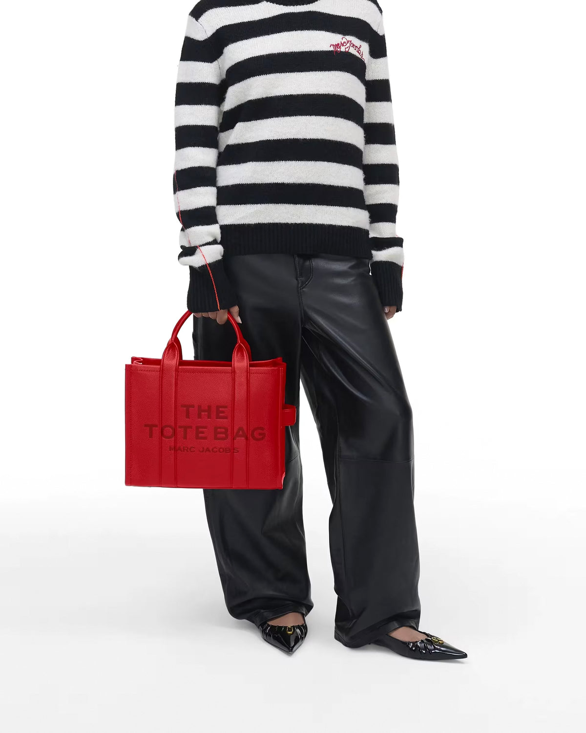 Marc Jacobs The Leather Medium Tote Bag - TRUE RED