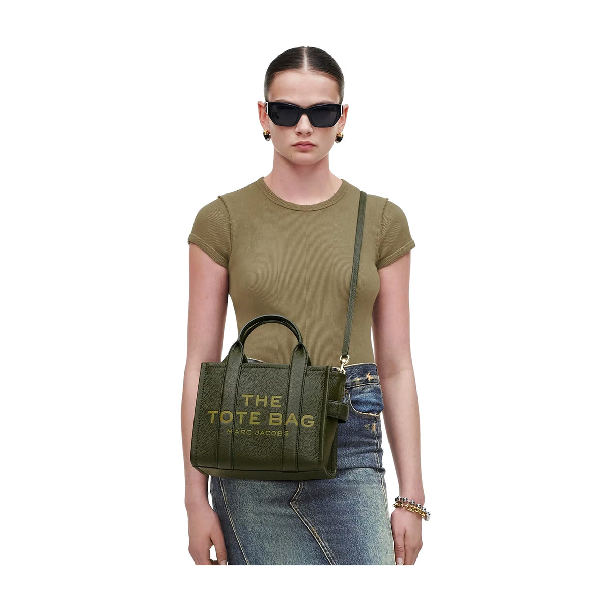 Marc Jacobs The Leather Small Tote Bag - FOREST
